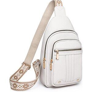 🆕Women White PU Leather Crossbody Bag Christmas Gift for Mom Sling Purse Travel